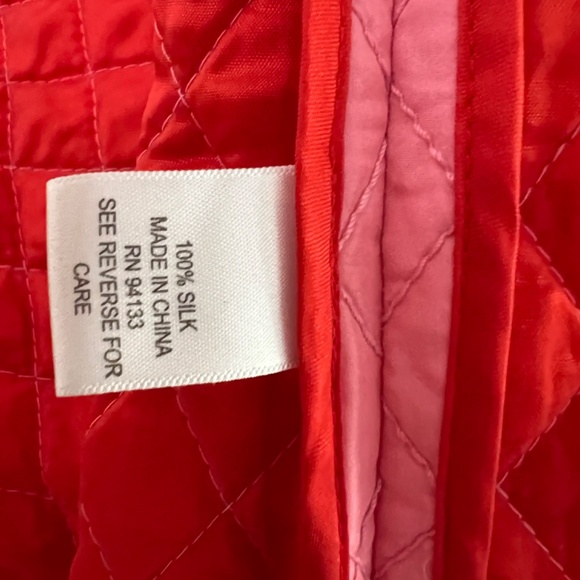 Debra DeRoo quilted 100% silk lightweight pink vest Size XL w/down/high collar - Picture 9 of 14